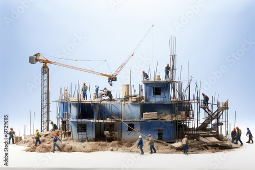construction site with crane and scaffolding