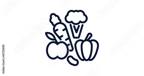 vegetables icon. Thin line vegetables icon from agriculture and farm collection. Outline vector isolated on white background. Editable vegetables symbol can be used web and mobile