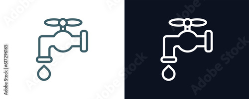 faucet icon. Thin line faucet icon from agriculture and farm collection. Outline vector isolated on dark blue and white background. Editable faucet symbol can be used web and mobile