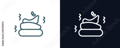 poo icon. Thin line poo icon from agriculture and farm collection. Outline vector isolated on dark blue and white background. Editable poo symbol can be used web and mobile