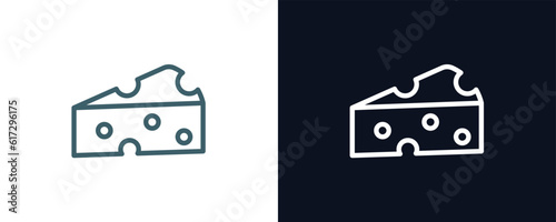 cheese icon. Thin line cheese icon from agriculture and farm collection. Outline vector isolated on dark blue and white background. Editable cheese symbol can be used web and mobile