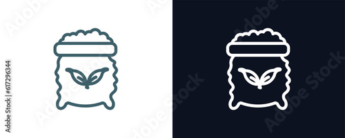 fertilizer icon. Thin line fertilizer icon from agriculture and farm collection. Outline vector isolated on dark blue and white background. Editable fertilizer symbol can be used web and mobile