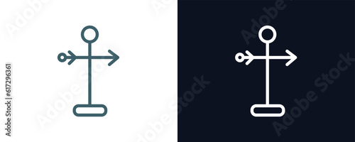 weather vane icon. Thin line weather vane icon from agriculture and farm collection. Outline vector isolated on dark blue and white background. Editable weather vane symbol can be used web and mobile