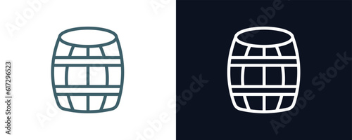 barrell icon. Thin line barrell icon from agriculture and farm collection. Outline vector isolated on dark blue and white background. Editable barrell symbol can be used web and mobile