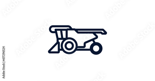 combine harvester icon. Thin line combine harvester icon from agriculture and farm collection. Outline vector isolated on white background. Editable combine harvester symbol can be used web and mobile