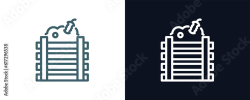 composter icon. Thin line composter icon from agriculture and farm collection. Outline vector isolated on dark blue and white background. Editable composter symbol can be used web and mobile