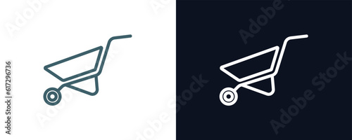 barrow icon. Thin line barrow icon from agriculture and farm collection. Outline vector isolated on dark blue and white background. Editable barrow symbol can be used web and mobile