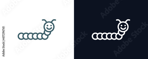 caterpillar icon. Thin line caterpillar icon from agriculture and farm collection. Outline vector isolated on dark blue and white background. Editable caterpillar symbol can be used web and mobile