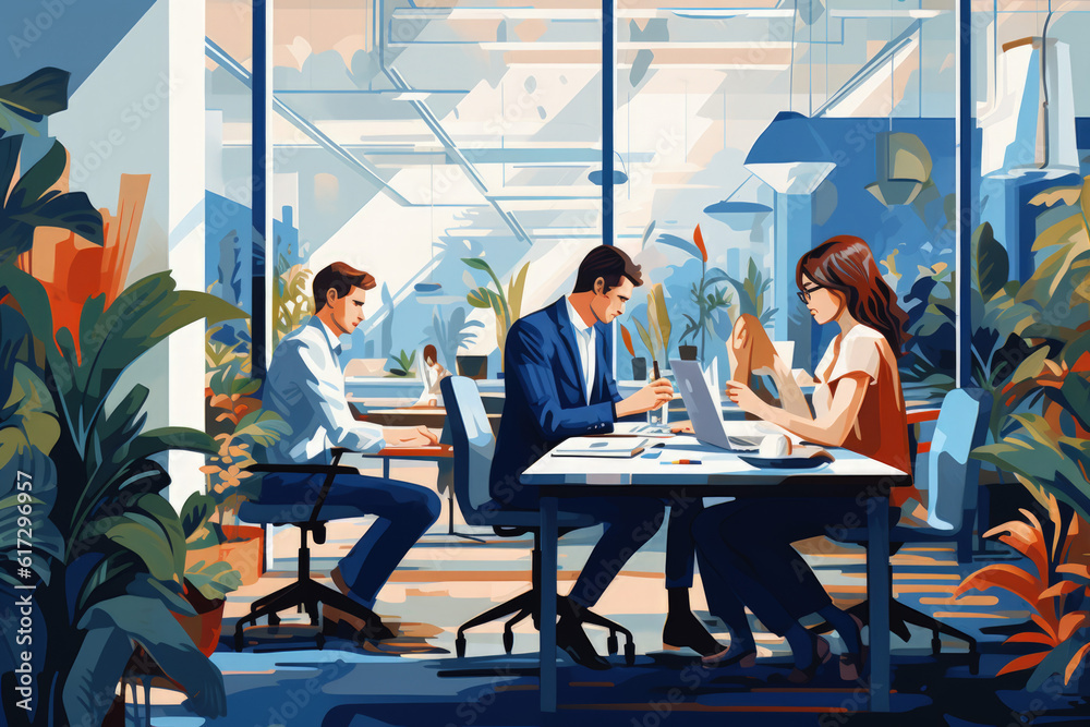 Fototapeta premium Healthy Corporate Workplace Illustration