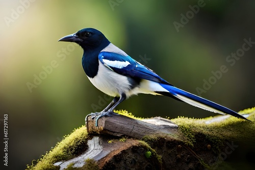 Beautiful magpie sitting on a branch