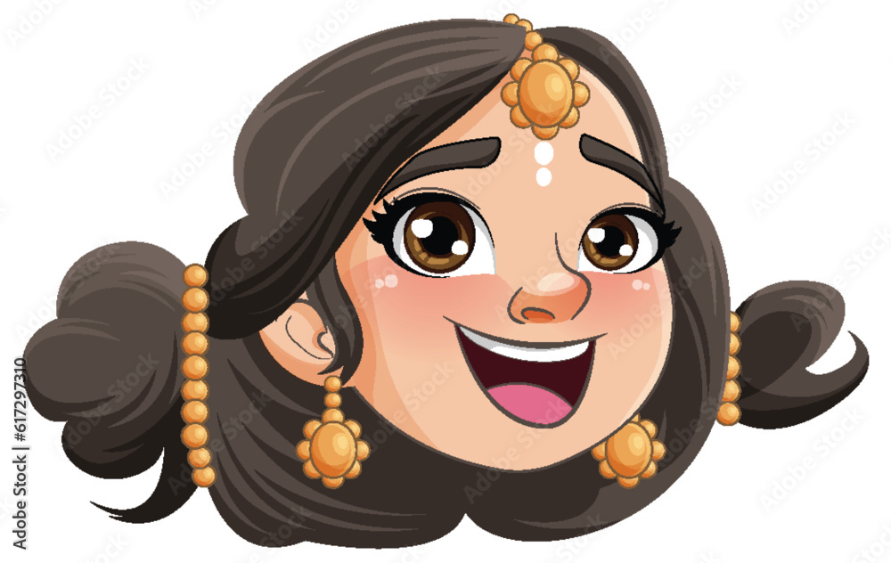 Indian woman cartoon character face smiling Indian woman cartoon character face smiling