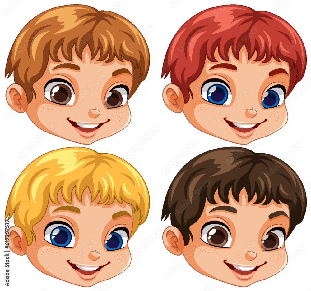 Collection of different boys faces cartoon Collection of different boys faces cartoon