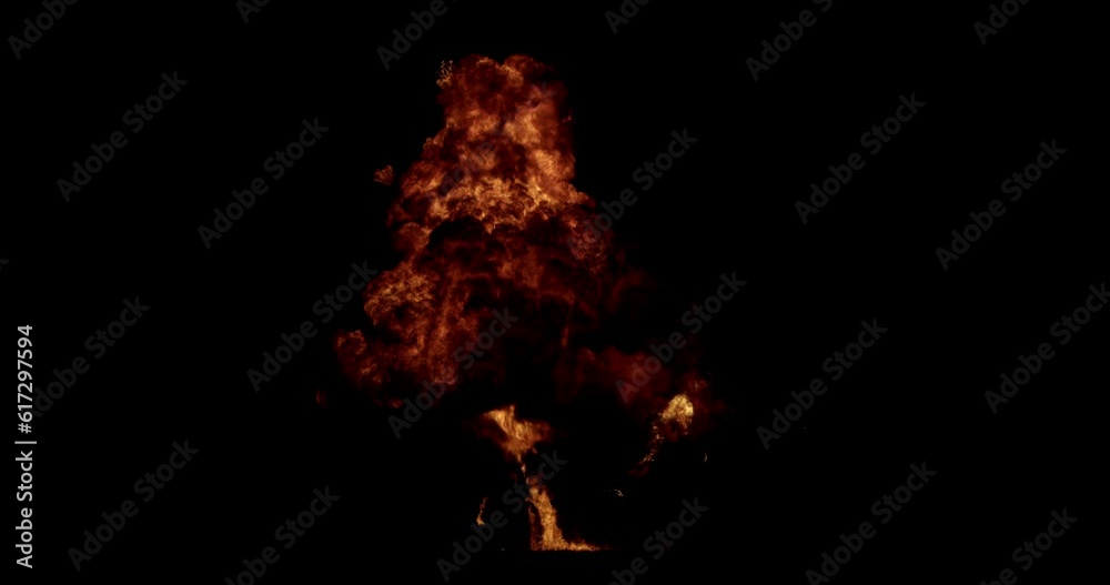 Fire explosion isolated on dark black background, good for overlays with transparent alpha matte blending option. Blast, destruction and detonation concept. 4K, slow motion. Fire explosion isolated on dark black background, good for overlays with transparent alpha matte blending option. Blast, destruction and detonation concept. 4K, slow motion.