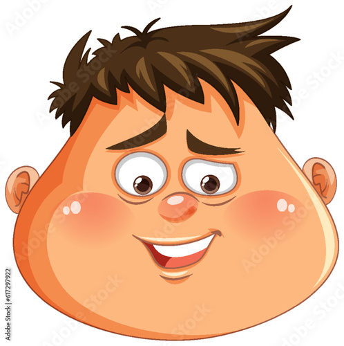 Overweight Man Head with Sneer Face