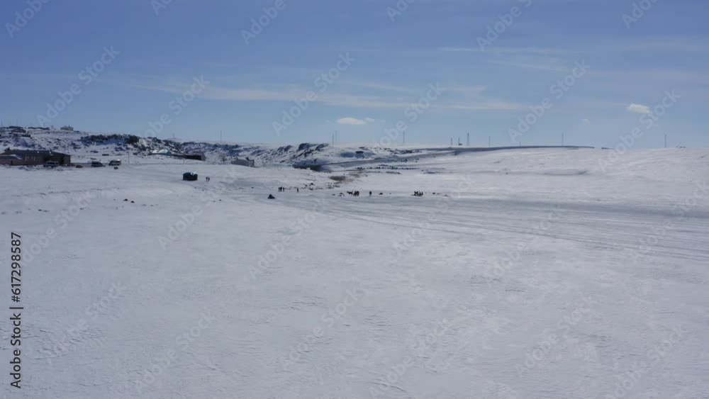 Ice covered landscape on frozen cildid lake in Kars Turkey aerial footage Ice covered landscape on frozen cildid lake in Kars Turkey aerial footage