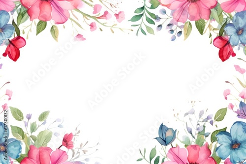 Floral boarder frame with white copy space background water color style.