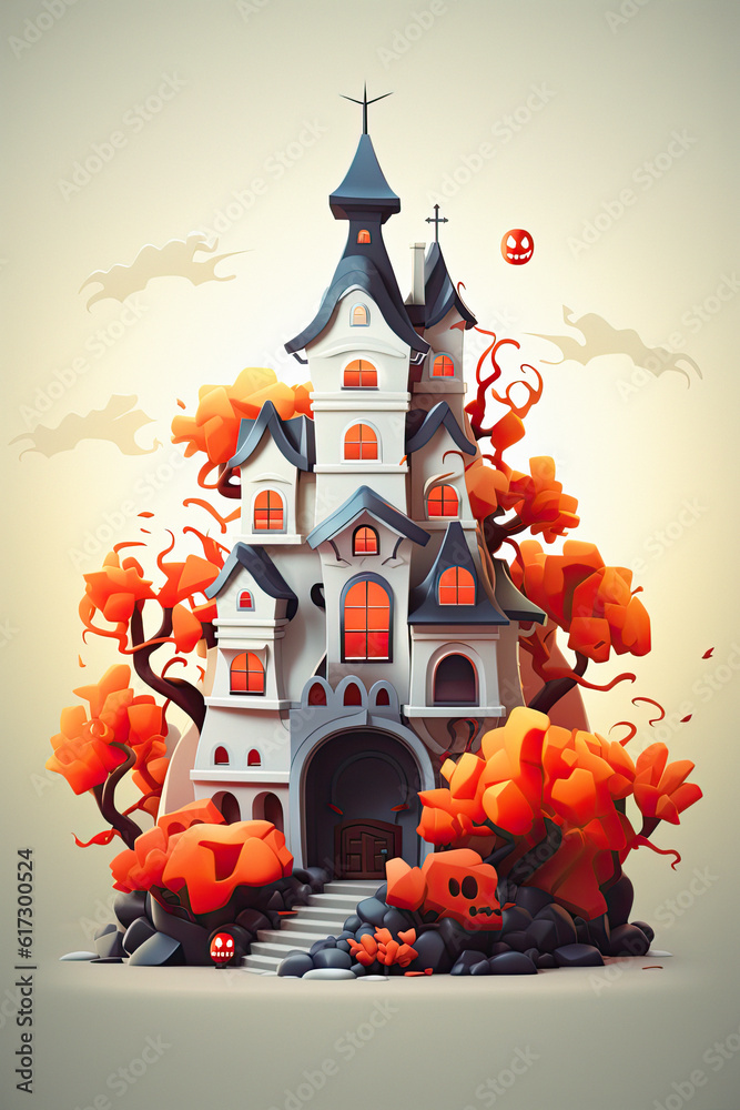 Halloween, 3d rendered design style, ai generative Halloween, 3d rendered design style, ai generative