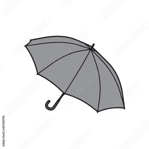 ナナメ上から見た開いた傘のシンプルなイラスト