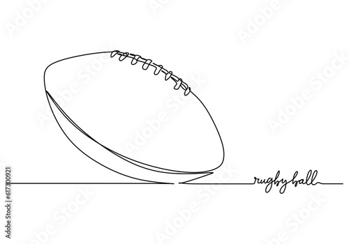 Rugby Ball One Line Drawing: Continuous Hand Drawn Sport Theme Object
