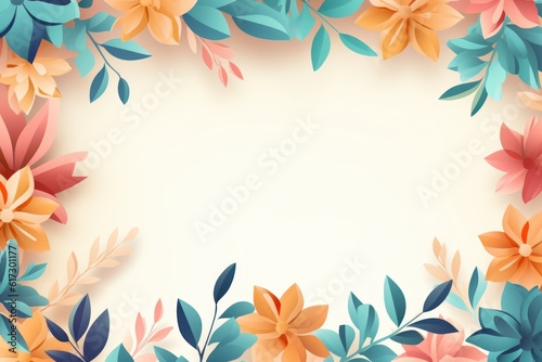Flower boarder frame with copy space background paper craft style.