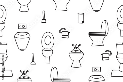  Toilet bowl pattern seamless. Toilet bathroom seamless doodle pattern. Vector illustration