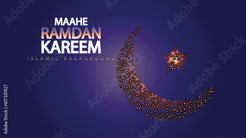 Ramadan Kareem Eid Mubarak Moon Logo Icon Trendy Vector Premium card background. Islamic festival social media banner & Vector golden eid al adha bakrid festival background. Ramadan moon with star.
