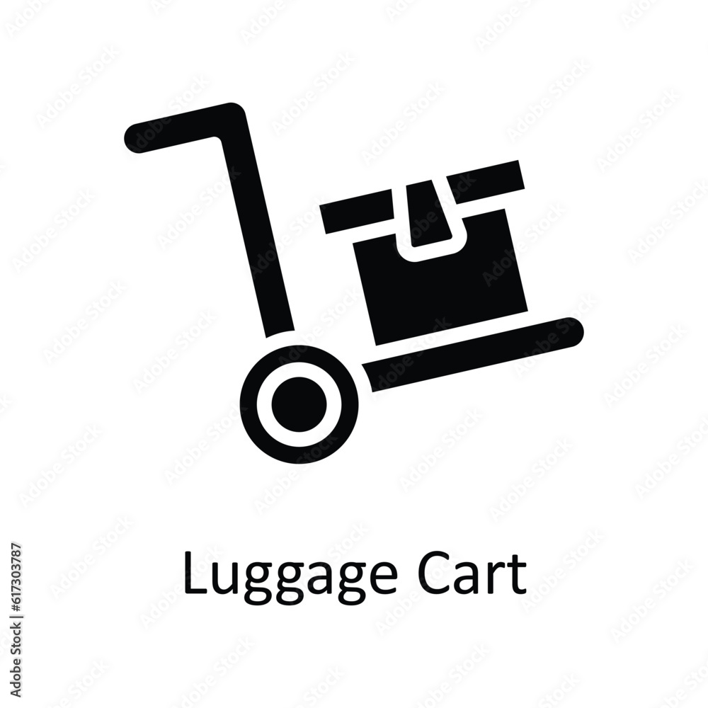Luggage Cart Vector solid Icon Design illustration. Shipping and delivery Symbol on White background EPS 10 File Luggage Cart Vector solid Icon Design illustration. Shipping and delivery Symbol on White background EPS 10 File