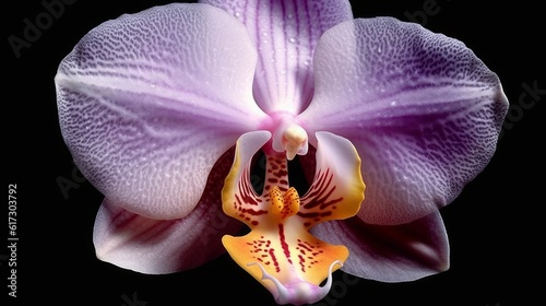 Delicate orchids close-ups showcasing their intricate beauty. AI generated