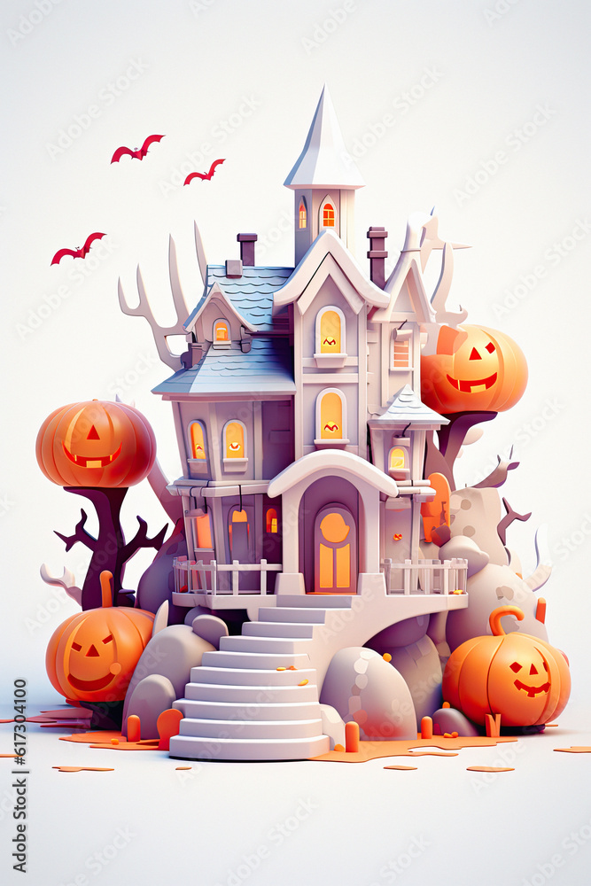 Halloween, 3d rendered design style, ai generative