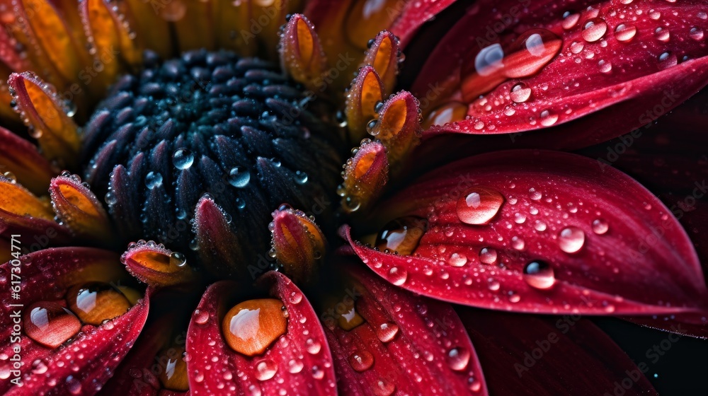Flower macro image with highlighting intricate details and textures. AI generated
