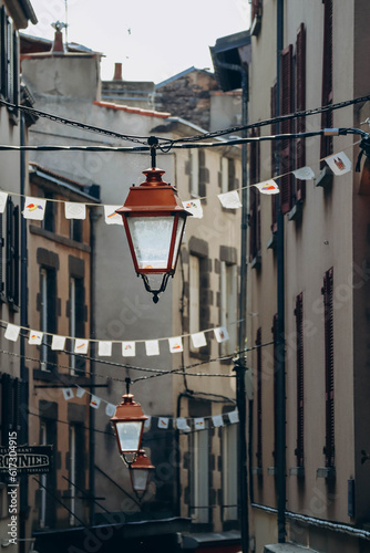 Beautiful lanterns on the streets in the center of Clermont Ferrand, France © Andrei Antipov
