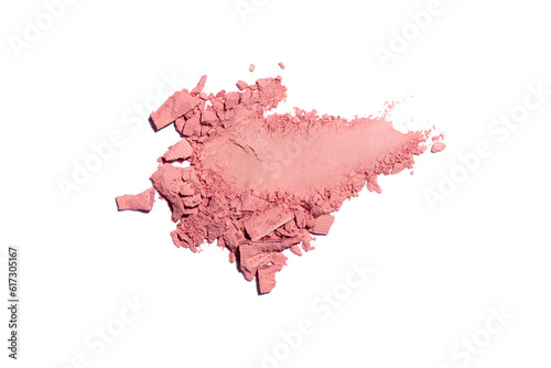 Foto Smear of broken eye shadow or blush isolated on white background.