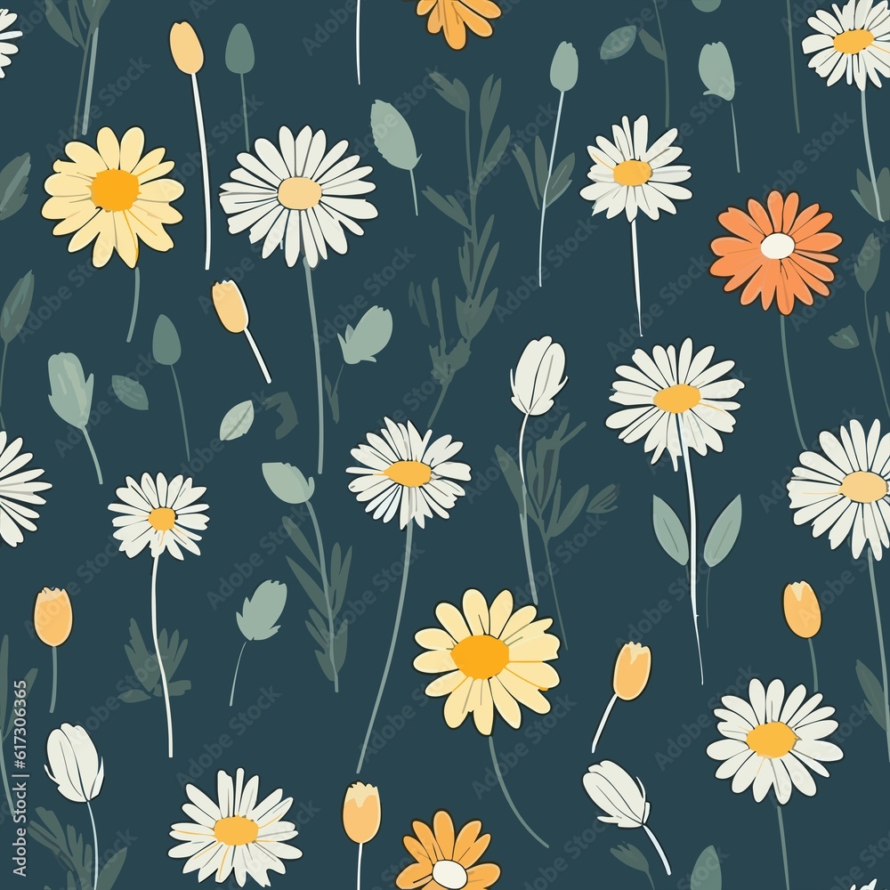 Obraz premium Floral Tile Featuring Delicate Petal Patterns. Add Charm to Your Backgrounds and Textures.
