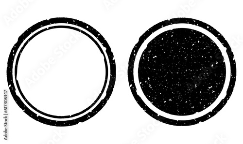 かすれた和風円形はんこフレーム　黒  2種類