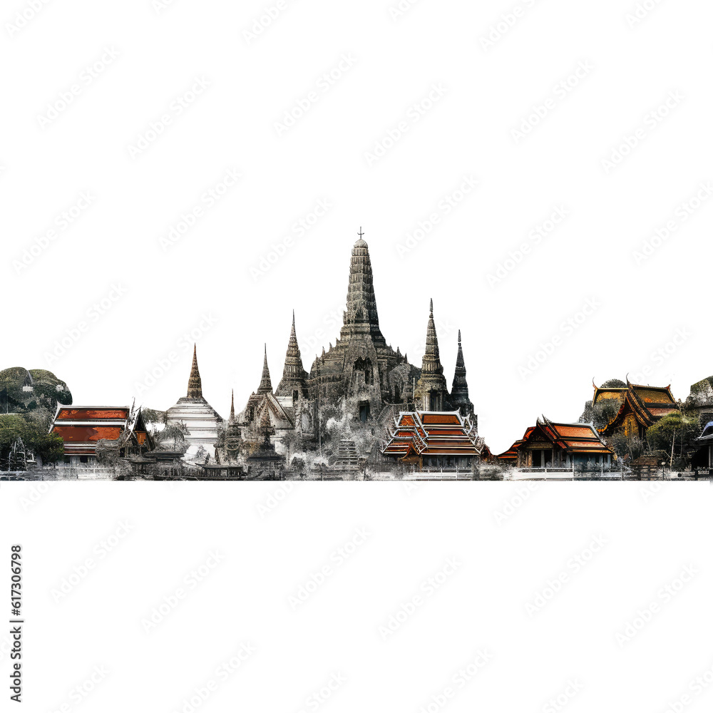 Thai temple isolated on white
