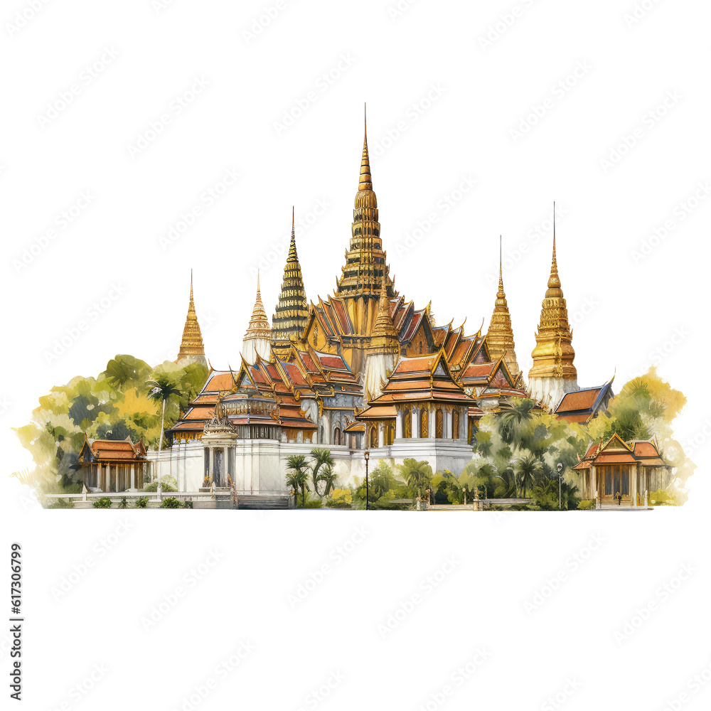 Naklejka premium Thai temple isolated on white