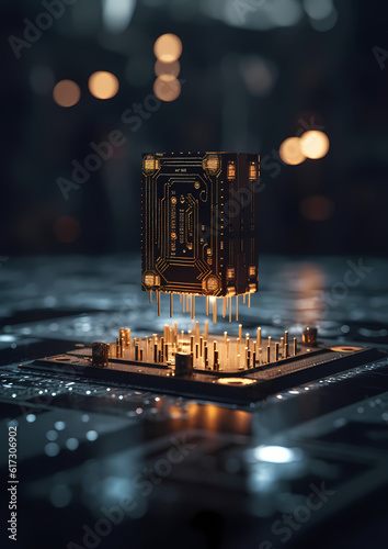 schwebender Quantencomputer Chip der Zukunft photo