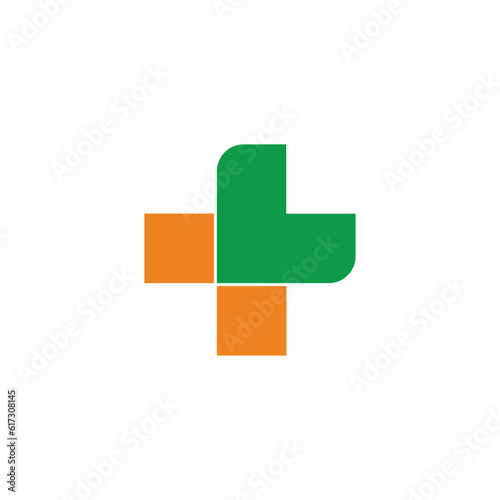 letter l plus medical geometric logo vector