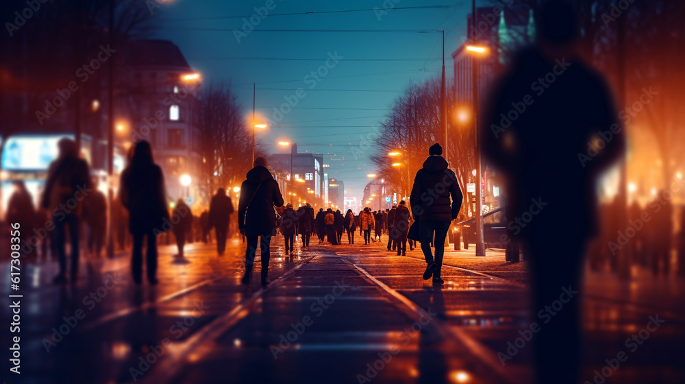 night city street. Generative Ai. 