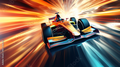racing car in motion. Generative Ai.  © PETR BABKIN