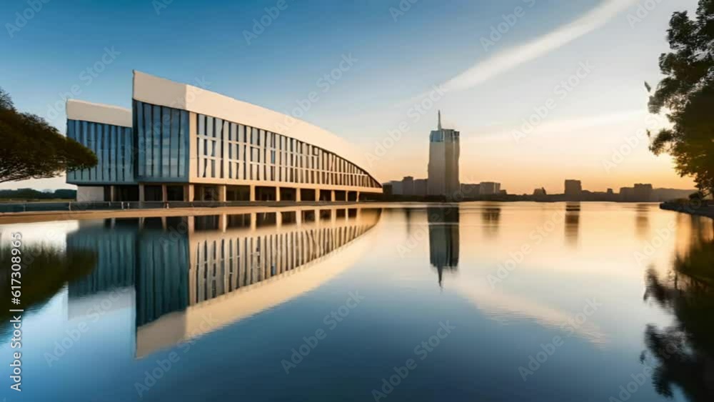 Modern high-rise corporate building for business, with bright sunset reflections, motion and time-lapse videos. Great for catalogs, presentations, websites, advertisements etc Modern high-rise corporate building for business, with bright sunset reflections, motion and time-lapse videos. Great for catalogs, presentations, websites, advertisements etc