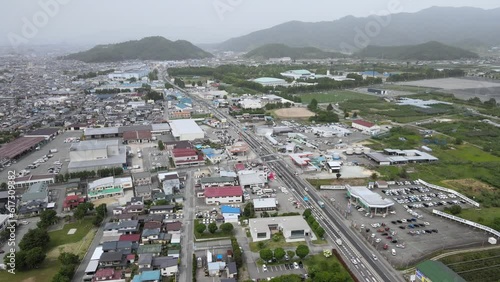 山形 国道13号 道路 交通 地方都市 東北 空撮 ドローン photo