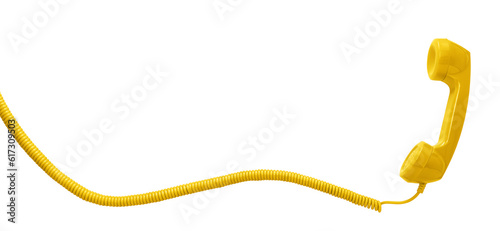 Yellow vintage telephone handset cut out with no background