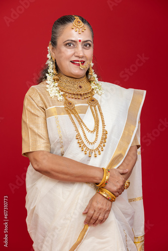 Beautiful South Indian senior woman wearing jewellery