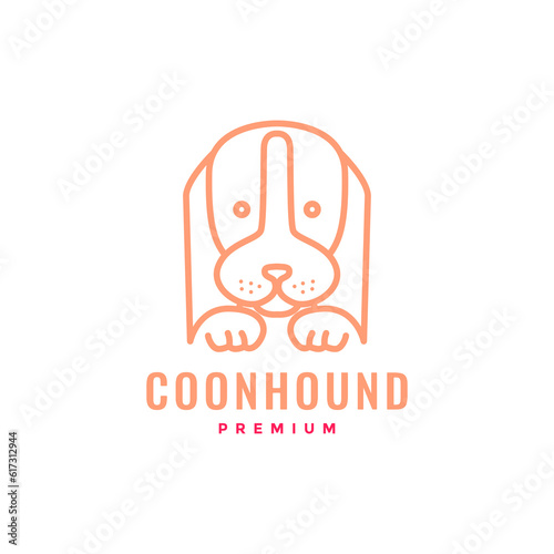 animal pets puppy bloodhound mascot cute line art logo design vector