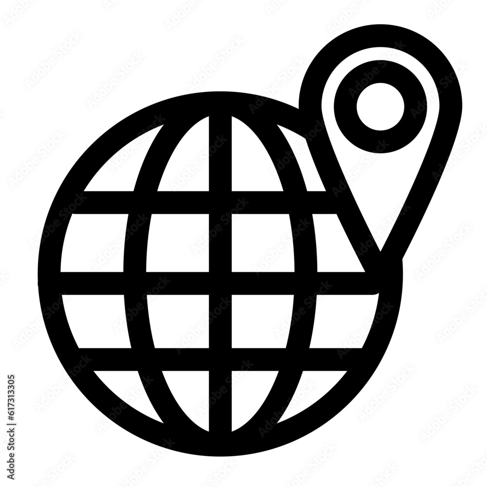 地球を表すラインスタイルのアイコン