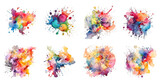 Watercolor Splatter Background, Splashes with transparent Background, generated ai