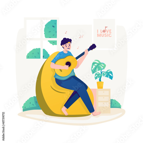 A man playing guitar vector illustration