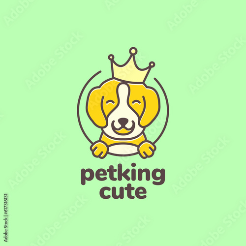 animal pets puppy dog beagle crown king mascot cute mascot cartoon logo design vector