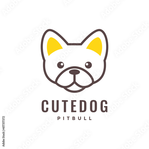 pit bull puppy dog pets line art mascot cartoon logo icon vector illustration